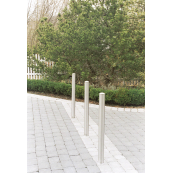 Stainless steel post |  76 mm | without decorative ring | stationary, to be fixed by plugswith base plate  150 x 5 mm | without lock | without eyelet